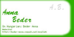 anna beder business card